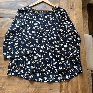 Floral Print Women's Top - Navy